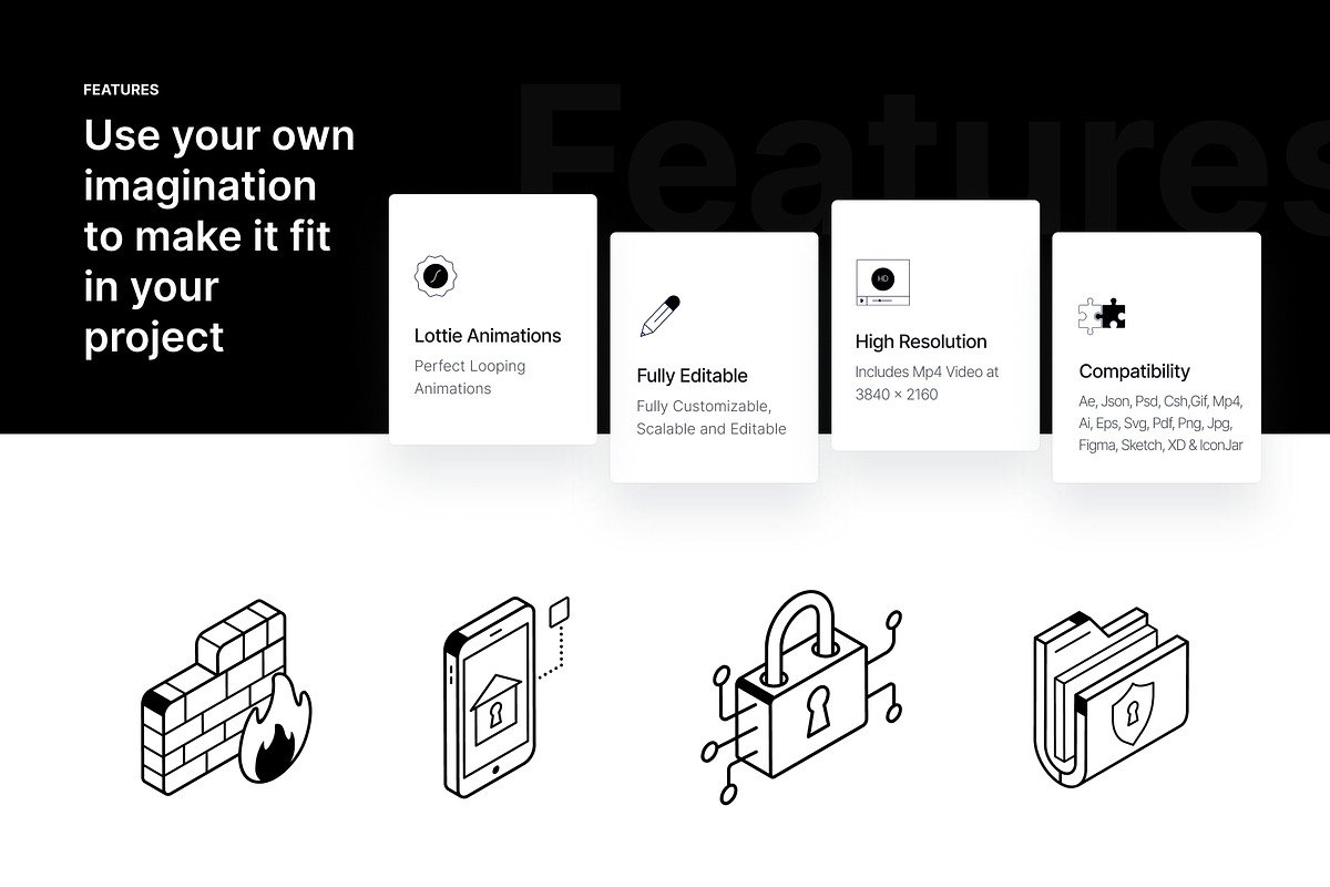 Animated Security Icon Set, an Outline Icon by Vectors Market (Photo 2 of 7)