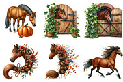Autumn Brown Horse Clipart, an Illustration by Watercolor design (Thumbnail 2 of 4)