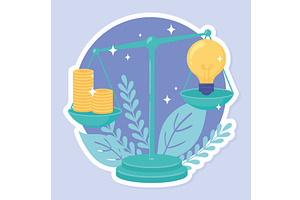 idea and money stack balance, an Object Illustration by studiogstock