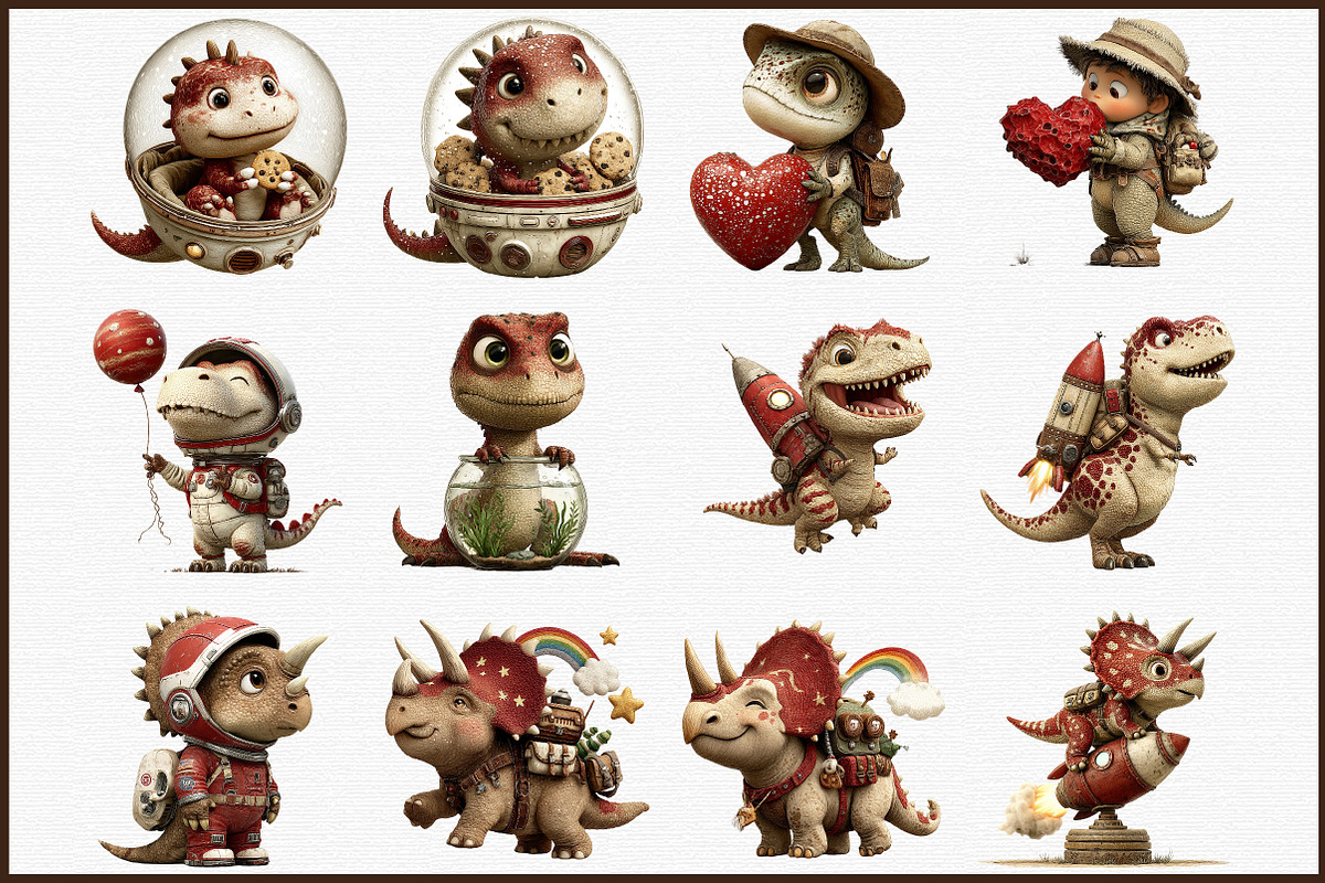 Astronaut Dinosaur Clipart PNG, an Illustration by Sublimation Artist (Photo 3 of 6)