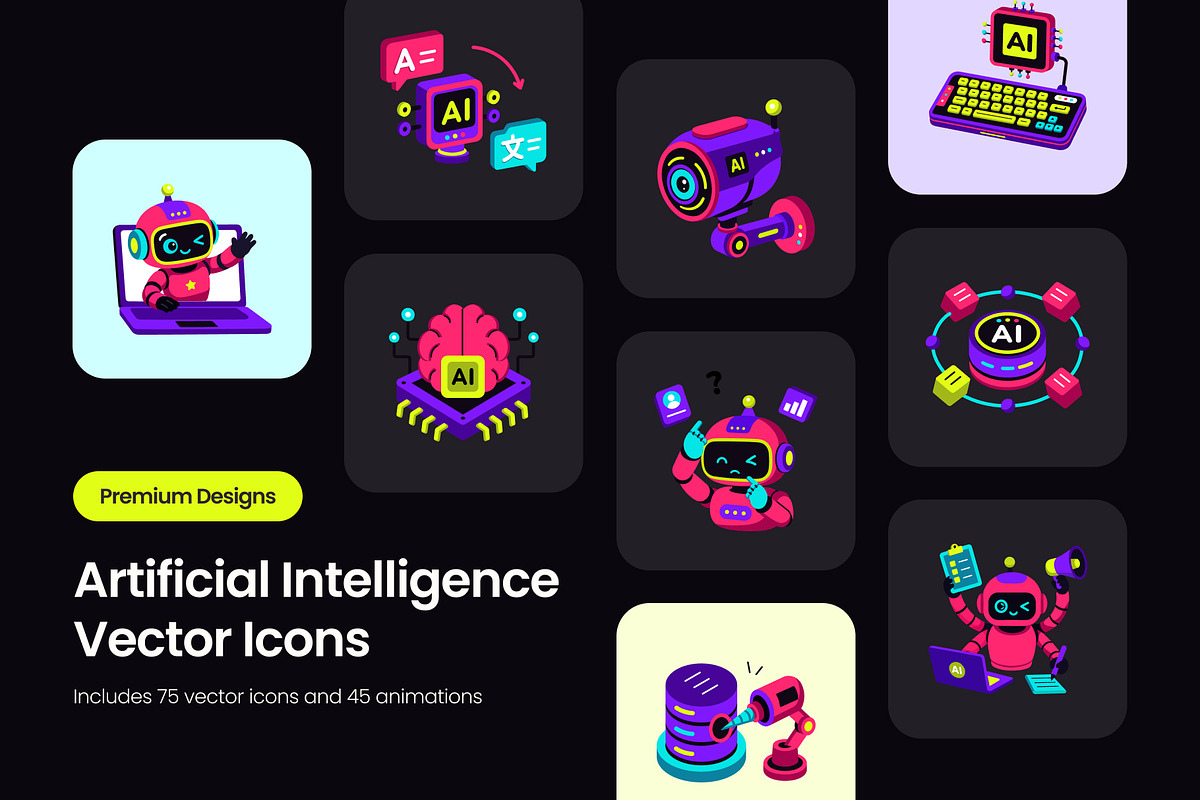 Bundle of Flat AI Icons, a Duotone Icon by Creative Stall (Photo 1 of 11)