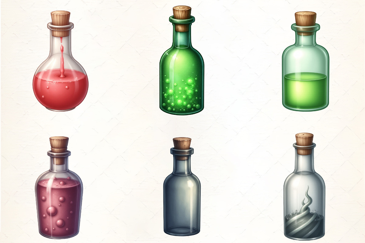 Spooky Potion Bottles Clipart, an Illustration by CrexoraLab (Photo 3 of 5)