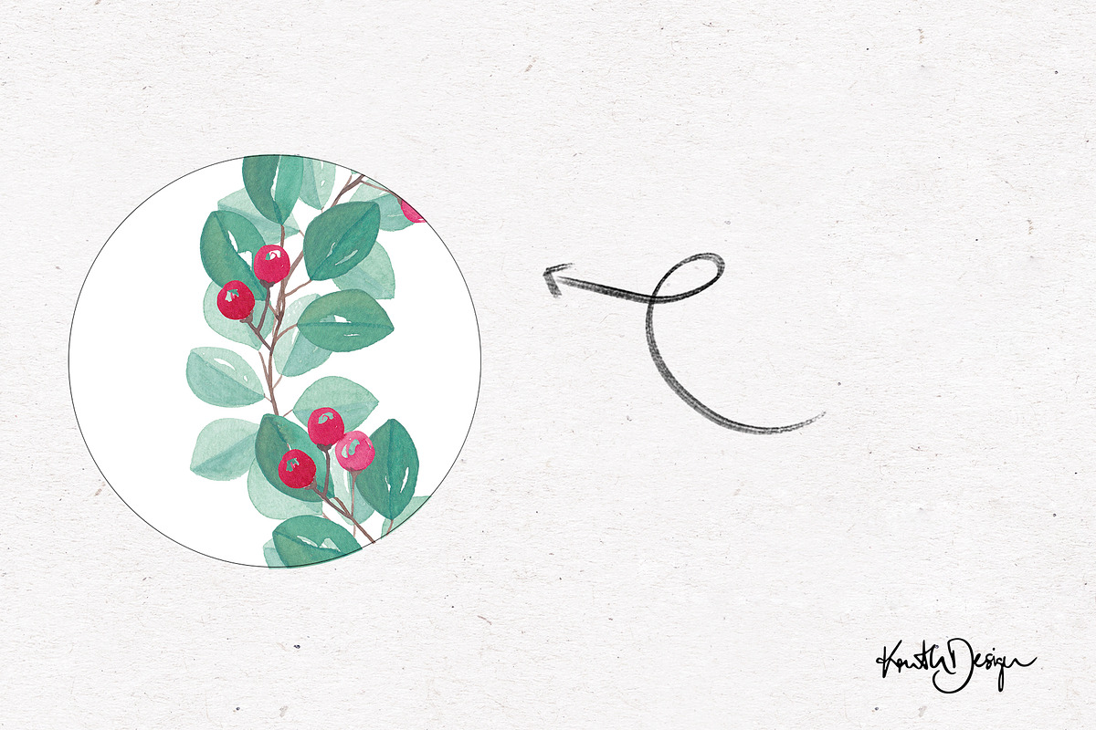 WATERCOLOR WINTER WREATH PNG, an Illustration by KruthDesign (Photo 3 of 10)