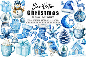 Blue Winter Christmas Aesthetic Pack, a Graphic by CitraGraphics