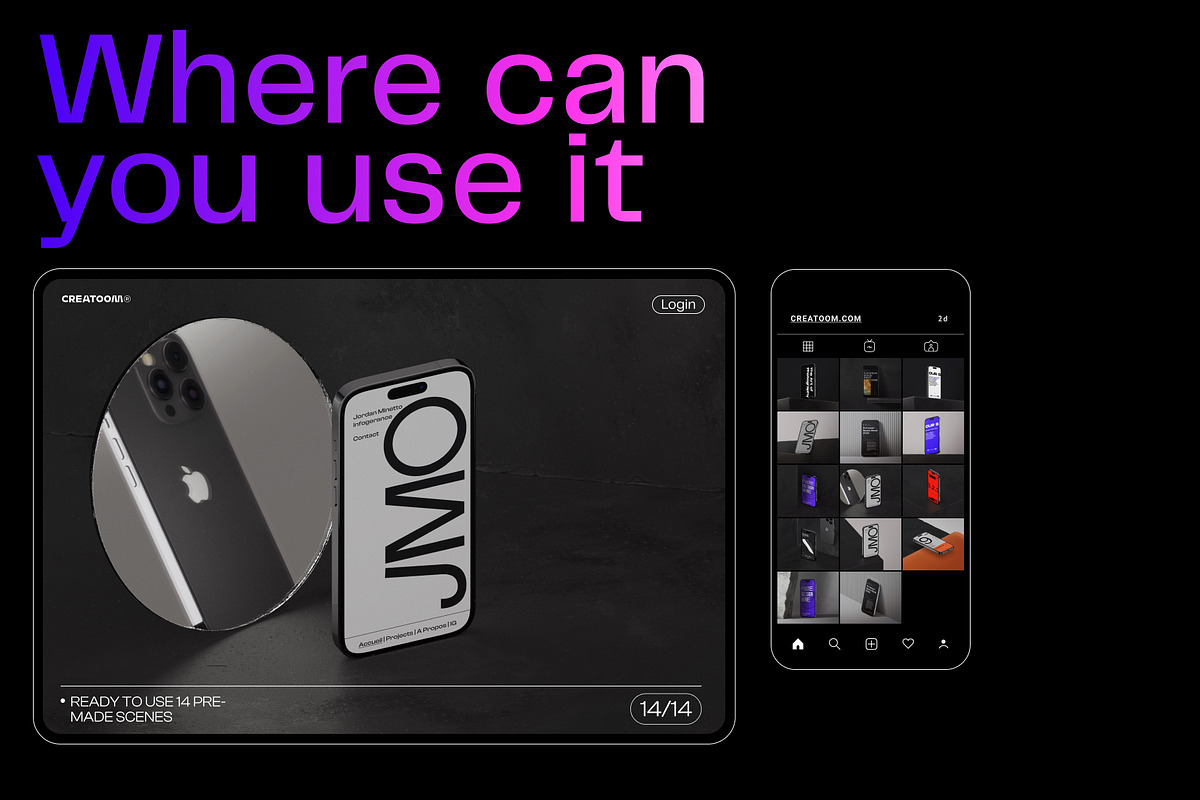 iPhone 14 pro mockups - v1, an iPhone Mockup by Creatoom (Photo 8 of 12)