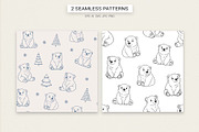 Winter Bear Clipart & Patterns, an Animal Illustration by Irina Ostapenko (Thumbnail 3 of 5)