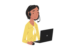 Girl Call Center Operator, Customer, a Person Illustration by TopVectors