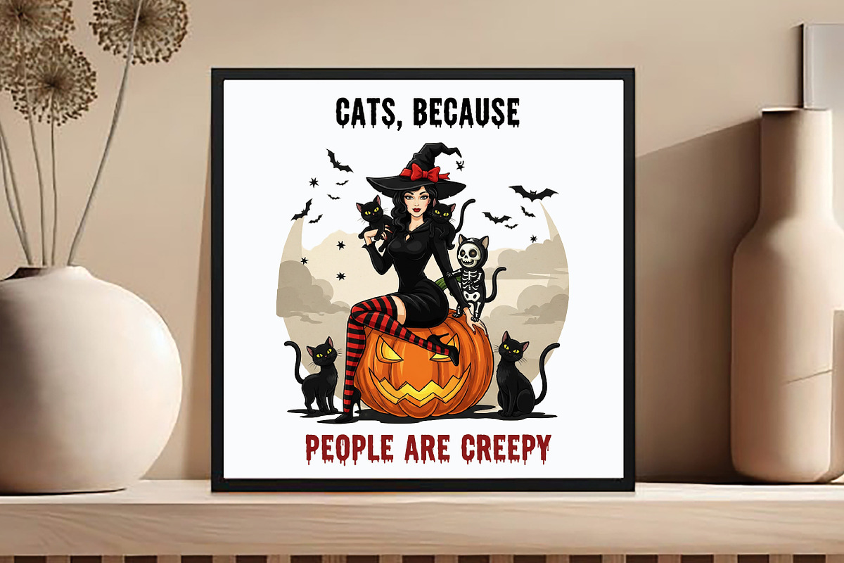 Sarcastic Halloween Cat Witch Creepy, an Illustration by DreamCafeArt (Photo 4 of 7)