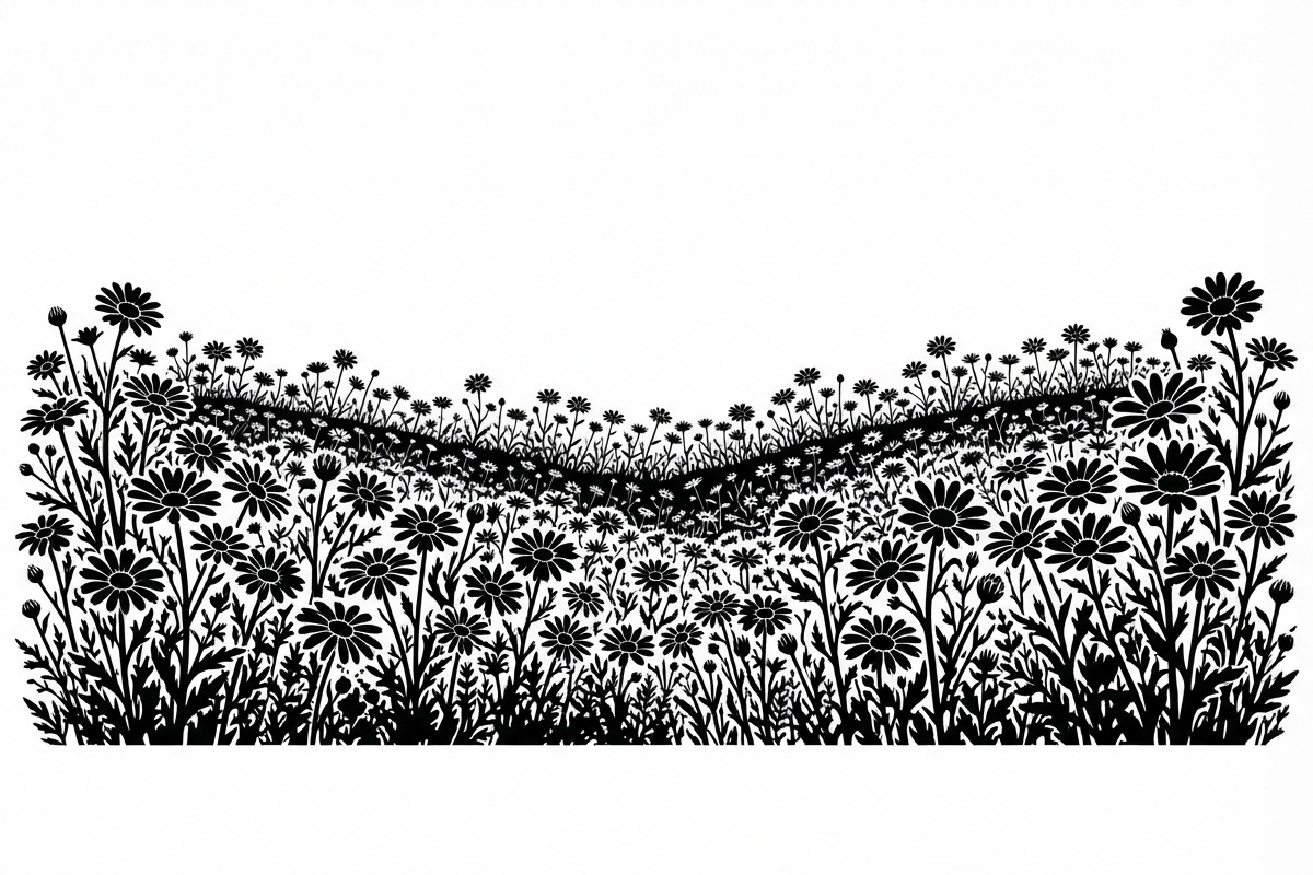60 Daisy Flower Field Silhouette, a Seasonal Illustration by Amazin_art (Photo 14 of 35)