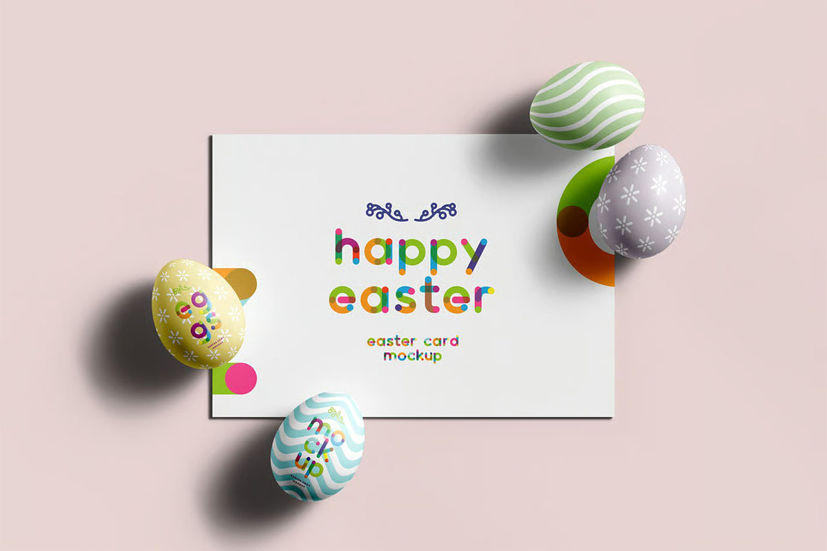 Easter Eggs & Card Mockup, an Advertising Mockup by zippypixelstudio (Photo 2 of 8)