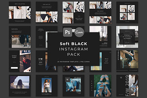 Soft Black Instagram Pack PS & Canva