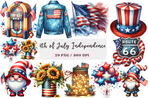 4th of July Independence Day Clipart, an Illustration by DreamArtGraphic
