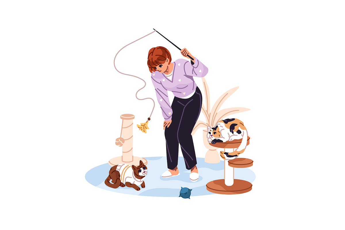 Happy people with cute pets set, an Animal Illustration by PaperTrident (Photo 8 of 9)