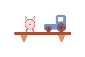 shelf with toys in children room, an Object Illustration by vectorpointstudio