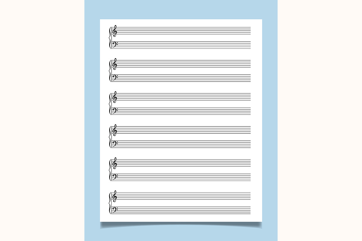 Blank sheet music manuscript paper., an Education Illustration by Elen_Art