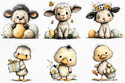 Whimsical Easter Farm Animal Clipart, an Illustration by Craft Nest (Thumbnail 4 of 11)