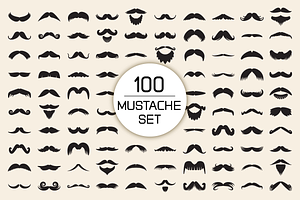 Set Of Moustache Icons Illustration