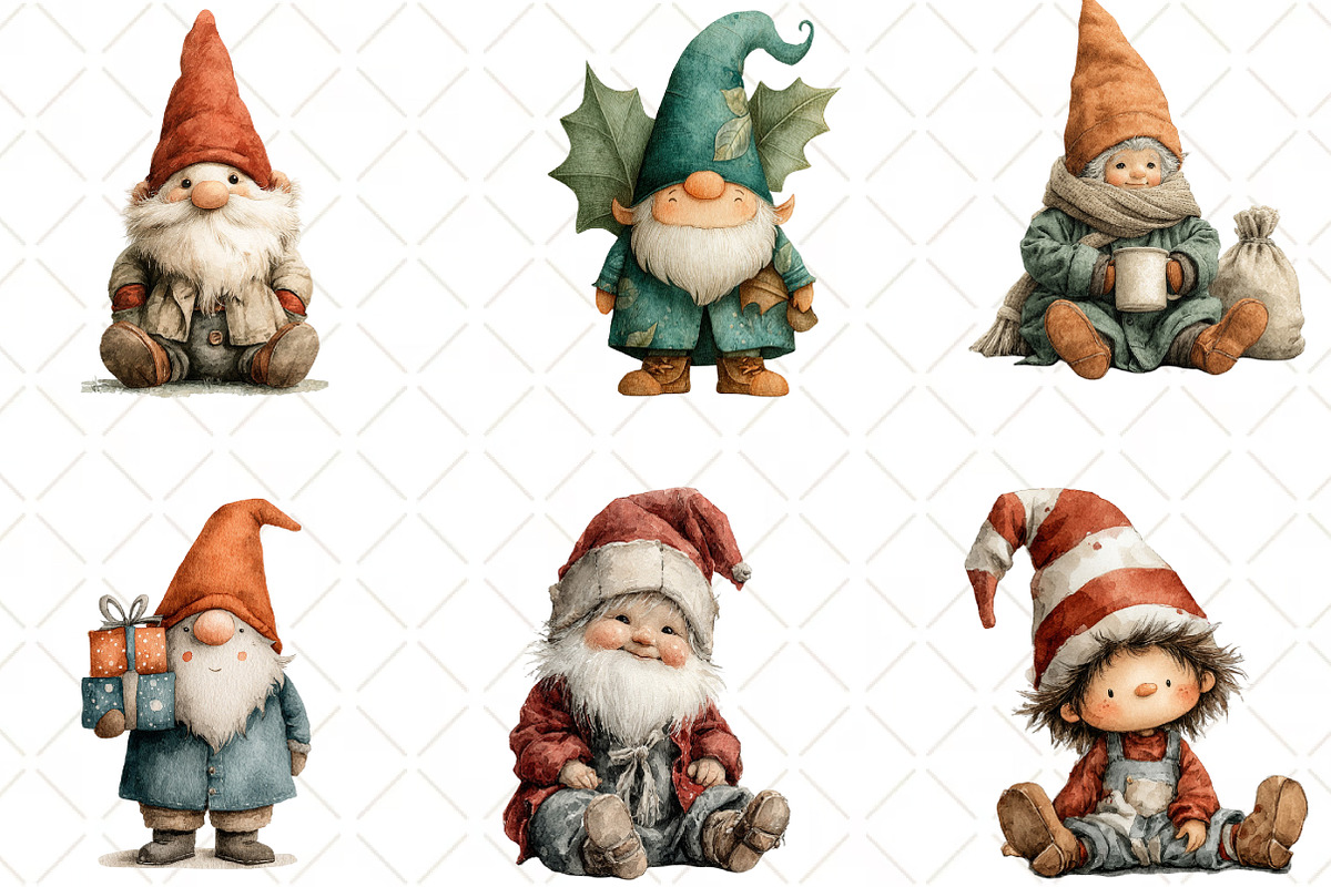 Cute Christmas Baby Gnome Clipart, an Illustration by Black Bird Studio (Photo 5 of 6)