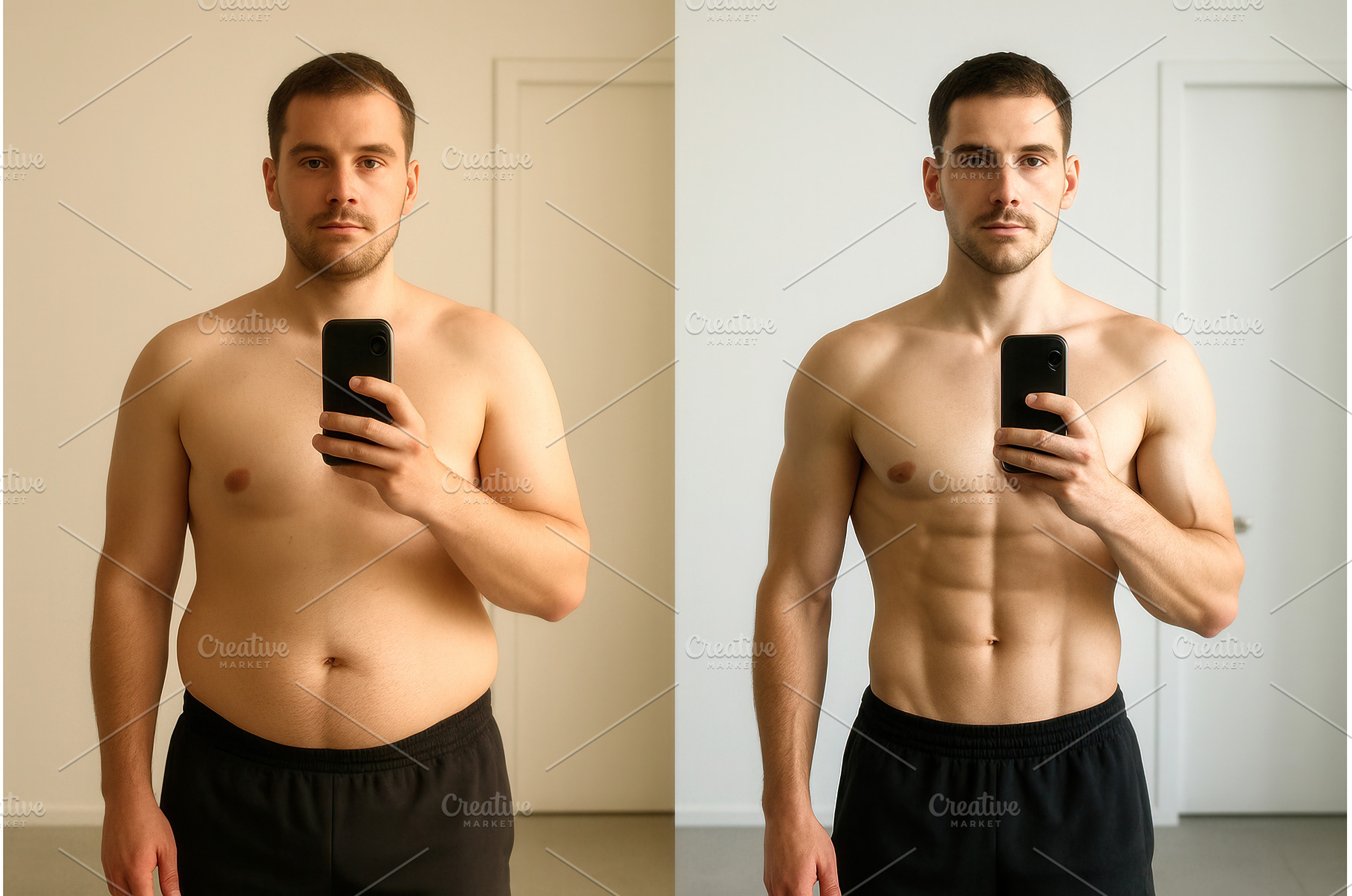 Split image of a Caucasian man, a Sports & Recreation Photo by Sergey Kotenev