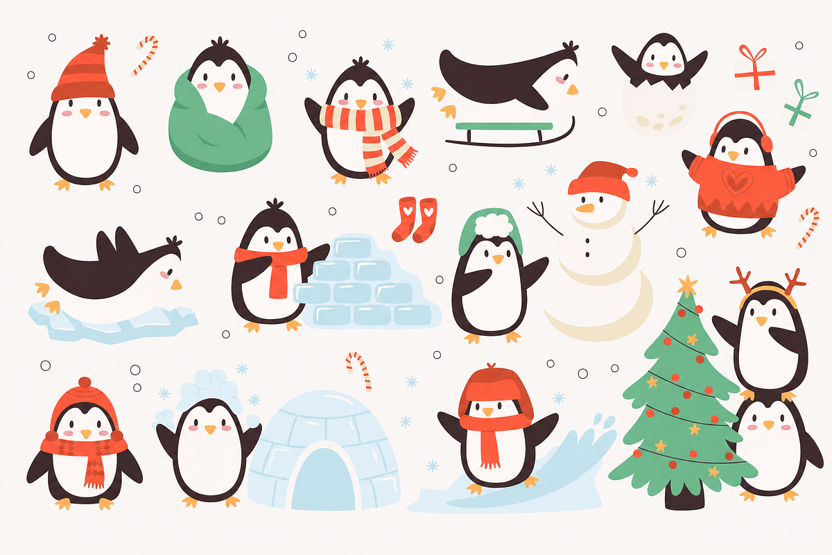 Christmas Animals Illustrations, a Seasonal Illustration by Anna Studio (Photo 11 of 12)
