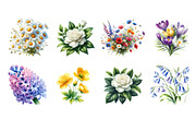 Watercolor Spring Flower Clipart, an Illustration by Dream Creation (Thumbnail 5 of 5)