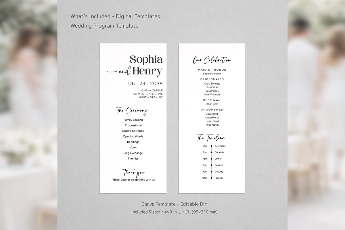 Minimal Wedding Program Canva bd006, a Card Template by TyphoonStudio (Photo 2 of 10)