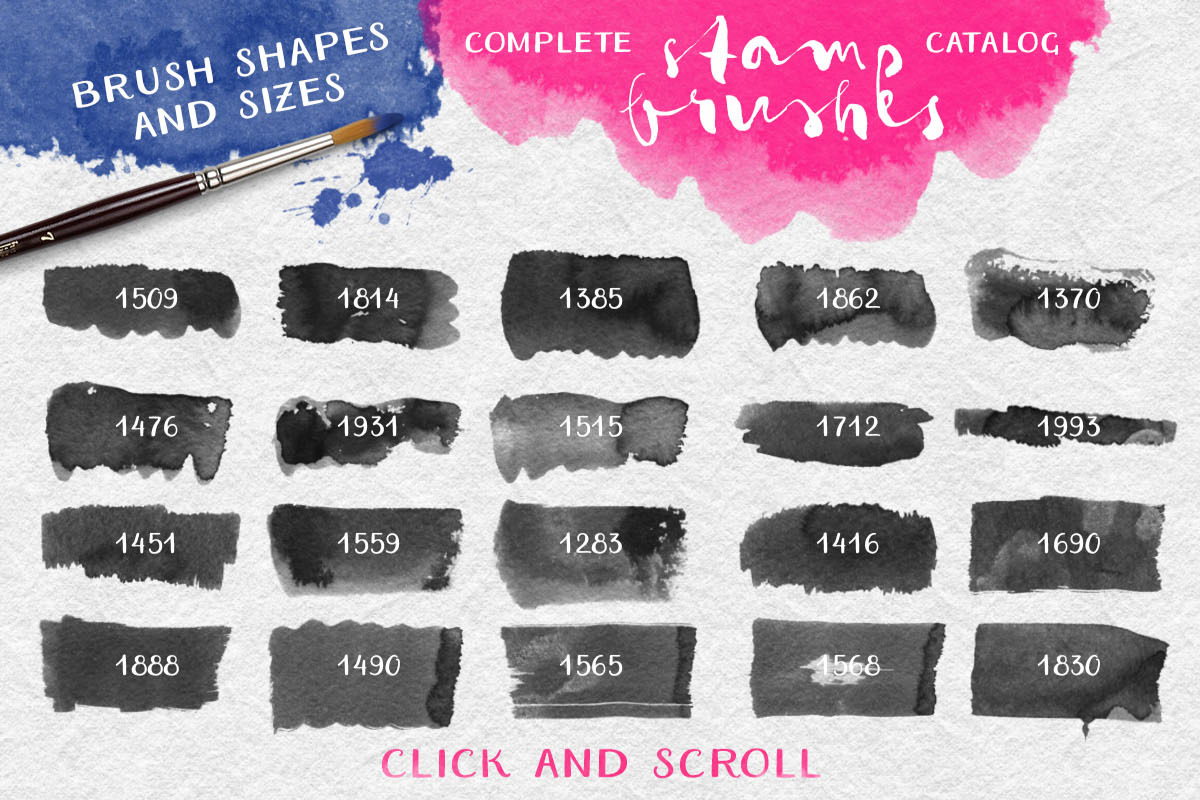 Watercolor Stamp Brushes, a Brush Add-On by kite-kit (Photo 2 of 4)