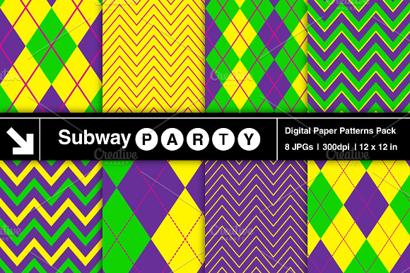 Mardi Gras Argyle & Chevron Papers preview 2