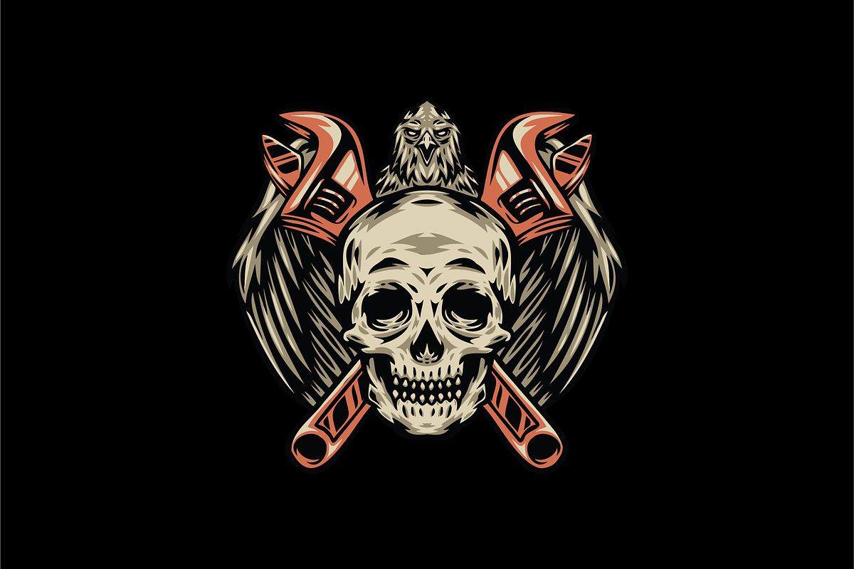 Skull with Wrenches and Eagle, an Object Illustration by nomlimo.com (Photo 1 of 3)