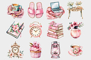 Watercolor Pink Planner Clipart, a Seasonal Illustration by Design Market (Thumbnail 3 of 5)
