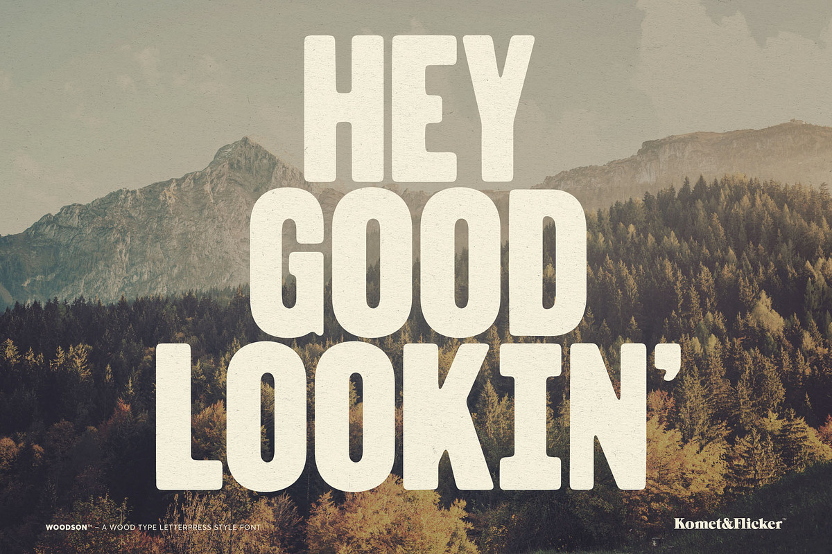 Woodson - A Wood Type Style Font, a Font by Komet & Flicker (Photo 6 of 15)