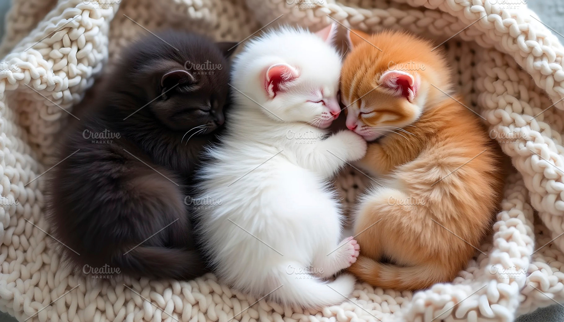 Trio Of Kittens Sleeping Peacefully, a Photo by LOGOCREATIVE