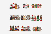 Christmas Cat Groups Clipart Bundle, a Seasonal Illustration by Tanya Kart (Thumbnail 6 of 10)
