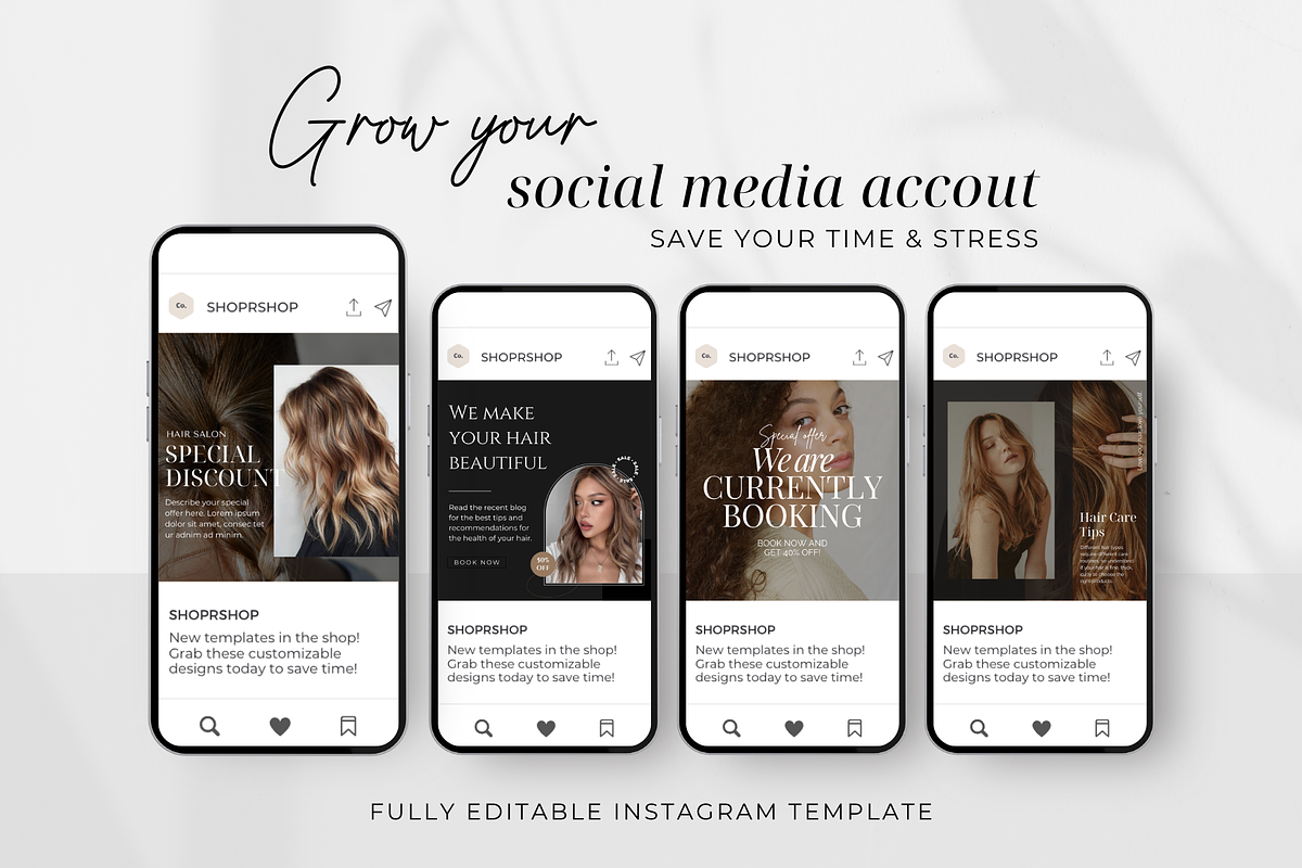 Hair Instagram Post Template, a Social Media Template by ShopRShop (Photo 4 of 10)