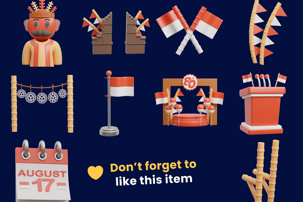 Indonesia Independence Day 3D Icon, a Characters & Person 3D Model by orenjidesign (Photo 7 of 8)