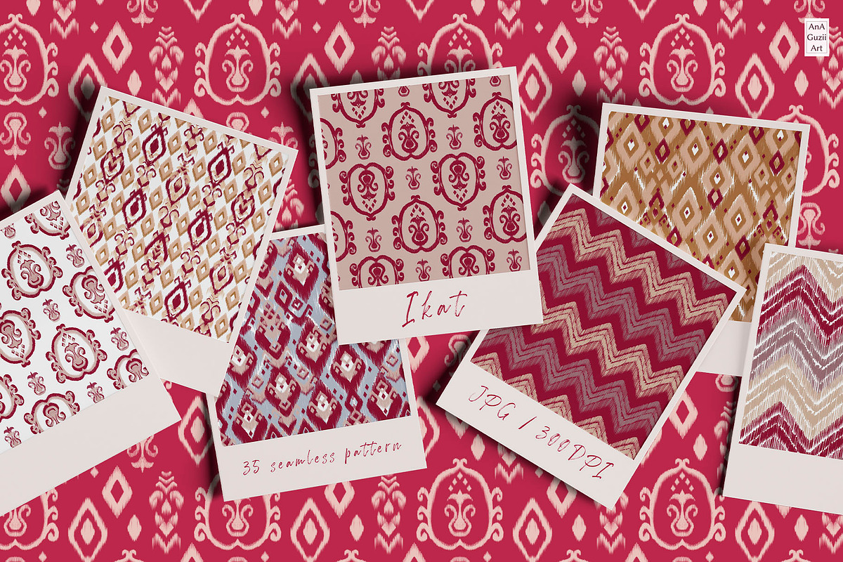 Ikat seamless pattern collection., a Pattern Graphic by AnaGuziiArt (Photo 1 of 11)