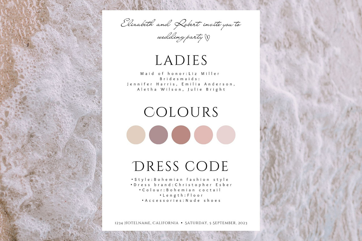 Wedding dress code details card, a Card Template by EvaTemplates (Photo 3 of 6)
