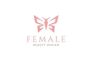 Minimal Beauty Butterfly Logo Symbol