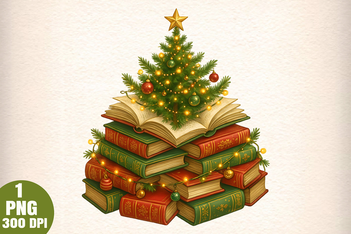 Bookish Christmas Png Christmas Tree, an Illustration by Daily.Designs (Photo 1 of 5)
