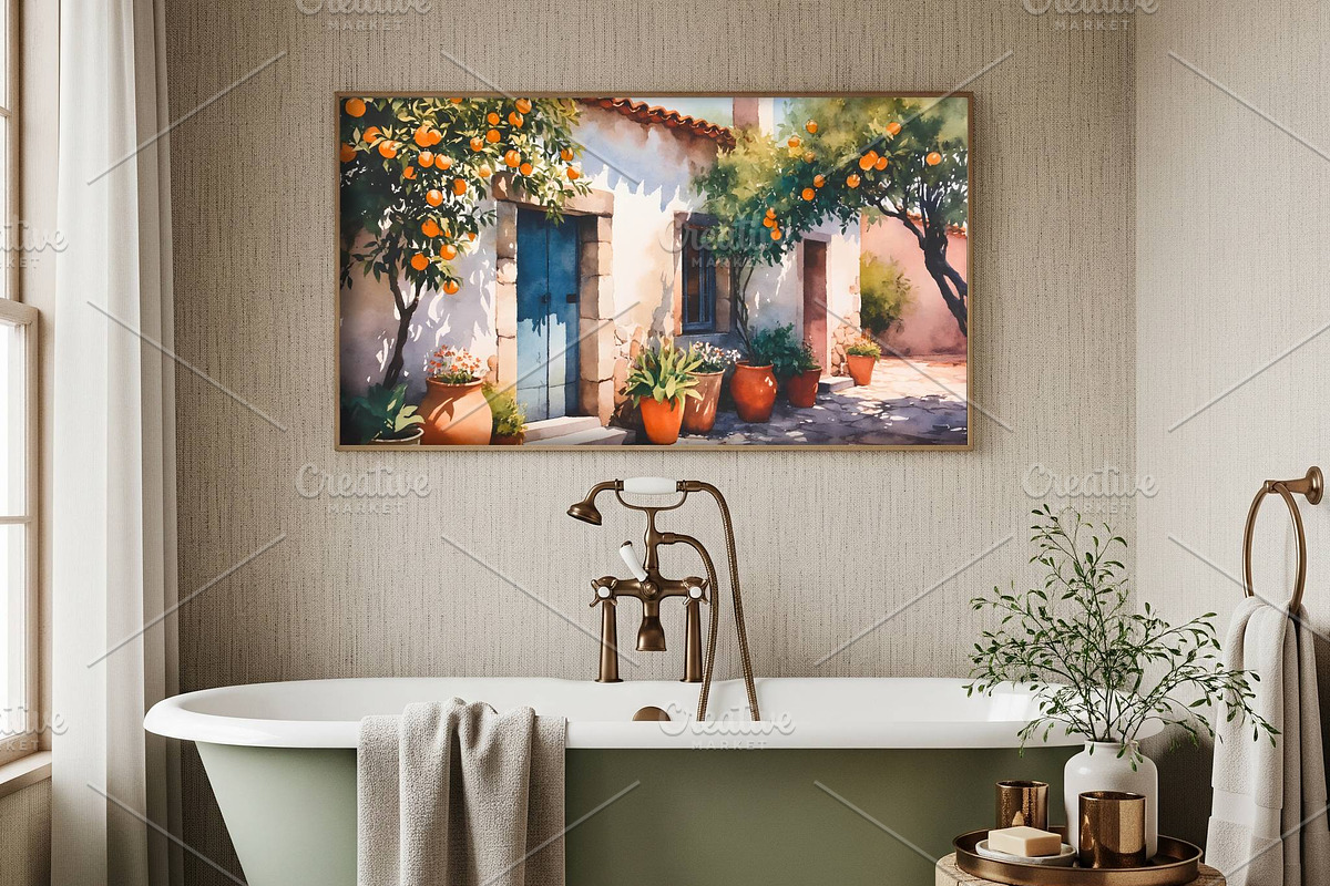 Mediterranean Orange House Art, a Background Graphic by Floraphoria (Photo 2 of 10)