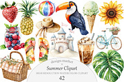 Watercolor Summer Clipart, an Illustration by Design Market (Thumbnail 1 of 5)