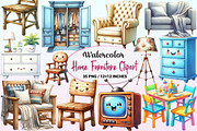 Watercolor Home Furniture Clipart, a Graphic by CitraGraphics (Thumbnail 1 of 4)