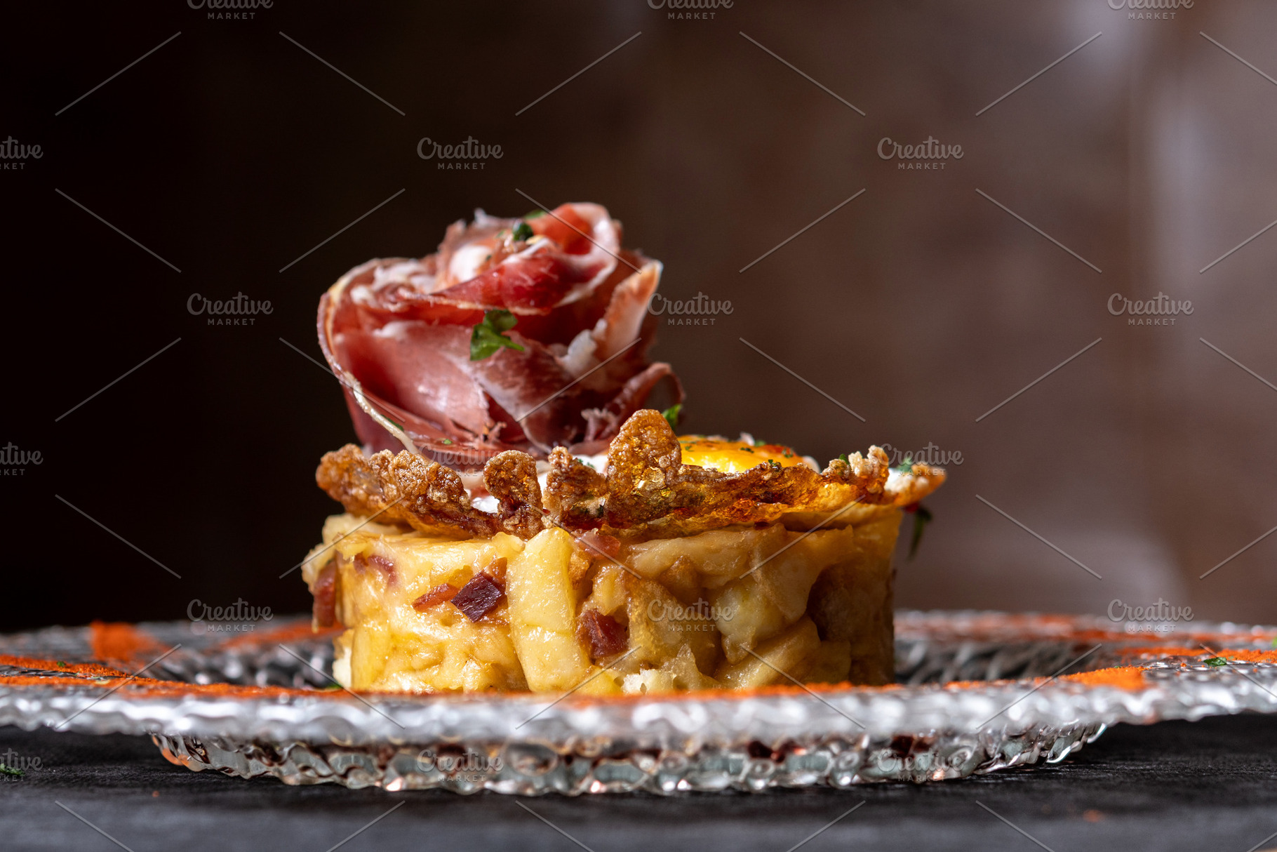 Spanish Potato Dish with Fried Egg and Cured Ham, a Food & Drink Photo by etorres69