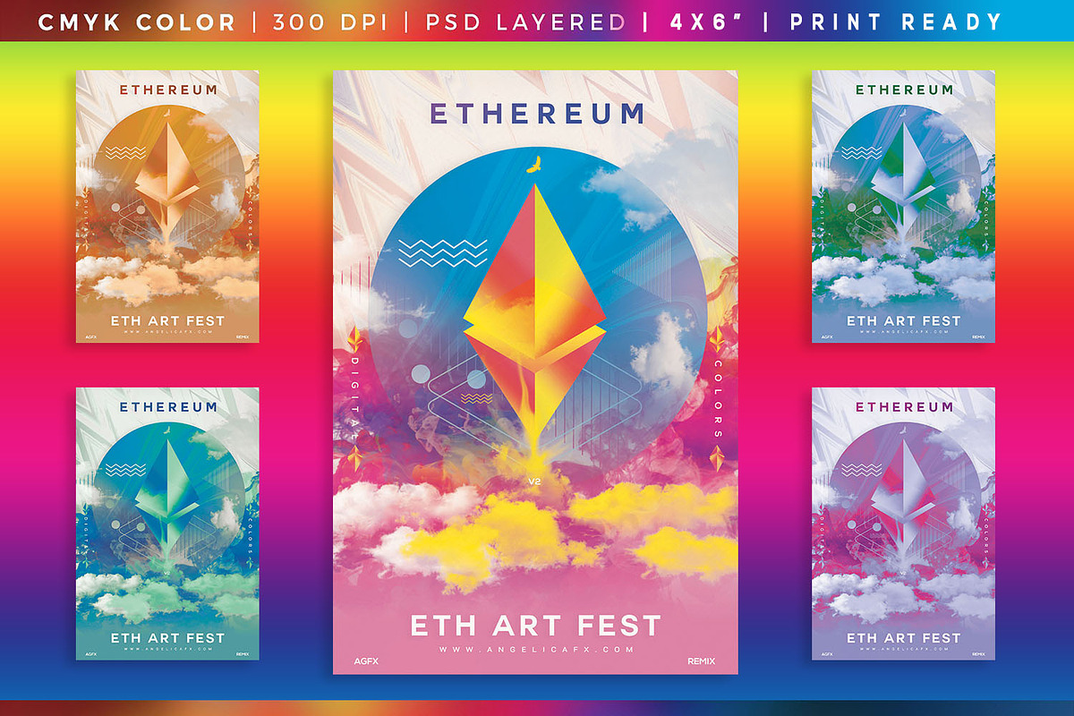 Ethereum Art Fest Artwork Photoshop, a Flyer Template by angelicafx