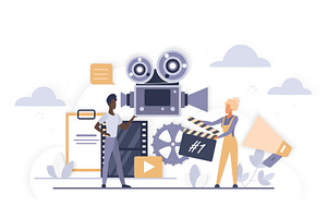 Modern cinema production cloud, a Technology Illustration by Lemberg Vector