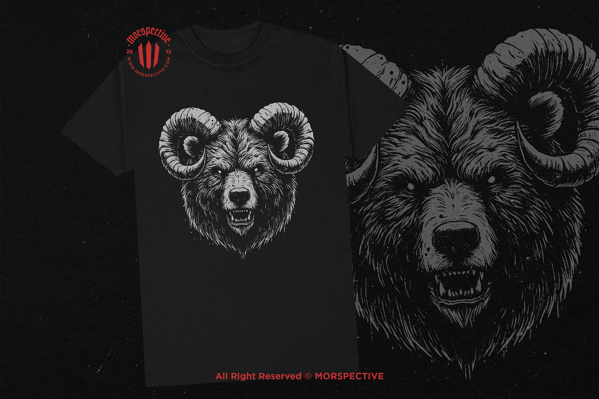 10 Bundle Dark Art Bear Horn Animal, an Illustration by Morspective (Photo 2 of 7)
