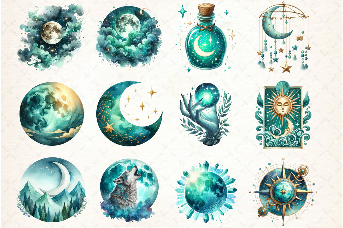 Mystical Moon Sublimation Clipart Bu, an Illustration by Libby Wishes (Photo 3 of 10)