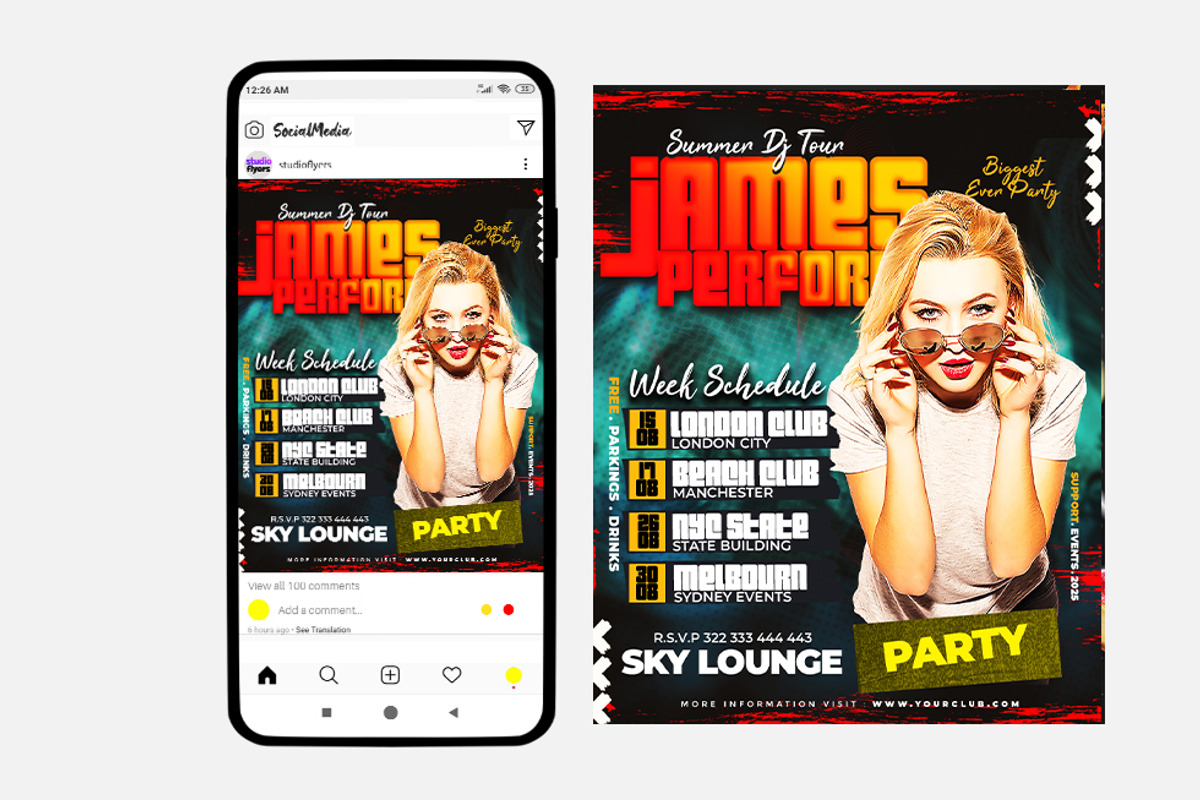 Dj Perform Date Banners PSD Template, a Social Media Template by studioflyers.com (Photo 2 of 4)
