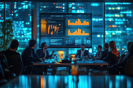 Business meeting in a modern office, a Background Photo by Pixeness