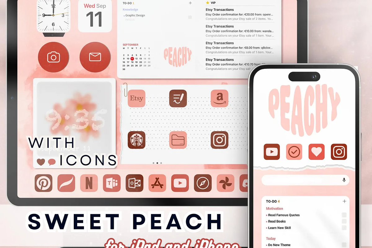 Sweet Peach iPad and iPhone Theme, a Wallpaper Graphic by BeeRubby (Photo 3 of 8)